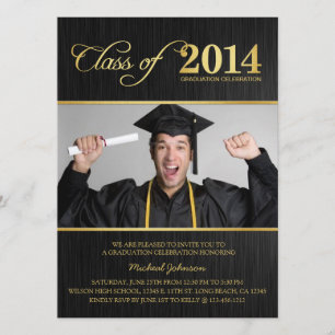 Elegant Black & Gold Class of 2014 Afstuderen Kaart