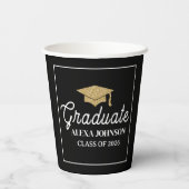 Elegant Black & Gold Class Of 2026 Graduation Papieren Bekers (Achterkant)