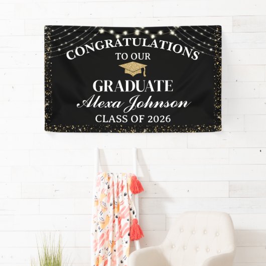 Elegant Black & Gold Class Of 2026 Graduation Spandoek (Insitu)