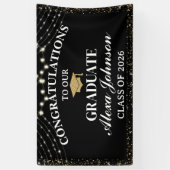 Elegant Black & Gold Class Of 2026 Graduation Spandoek (Verticaal)