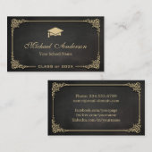 Elegant Black Gold Class of Graduate Student Contactkaartje (Voorkant / Achterkant)