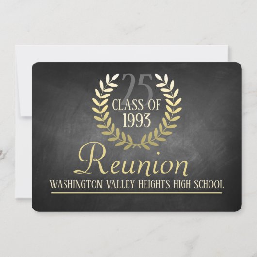 Elegant Black|Gold Class Reunion Invitation Kaart (Voorkant)