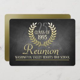 Elegant Black|Gold Class Reunion Invitation Kaart