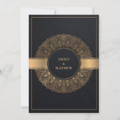 ELEGANT BLACK GOLD CLASSIC  MANDALA WEDING KAART (Achterkant)