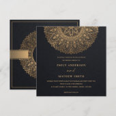 ELEGANT BLACK GOLD CLASSIC  MANDALA WEDING KAART (Voorkant / Achterkant)