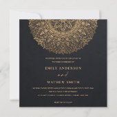 ELEGANT BLACK GOLD CLASSIC  MANDALA WEDING KAART (Voorkant)