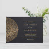 ELEGANT BLACK GOLD CLASSIC MANDALA WEDING KAART (Staand voorkant)