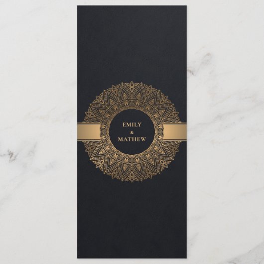 ELEGANT BLACK GOLD CLASSIC  MANDALA WEDING MENU (Achterkant)