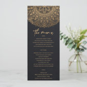ELEGANT BLACK GOLD CLASSIC  MANDALA WEDING MENU (Staand voorkant)