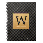 Elegant Black Gold Classy Monogram Initiaal Foto Notitieboek (Voorkant)