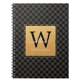 Elegant Black Gold Classy Monogram Initiaal Foto Notitieboek