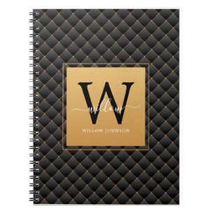 Elegant Black Gold Classy Monogram Initiaal Foto Notitieboek