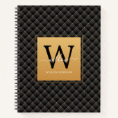 Elegant Black Gold Classy Monogram Initiaal Script Notitieboek (Voorkant)