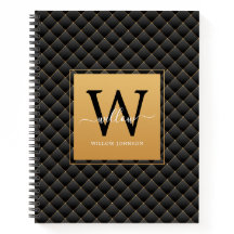 Elegant Black Gold Classy Monogram Initiaal Script