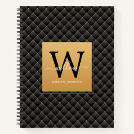 Elegant Black Gold Classy Monogram Initiaal Script Notitieboek
