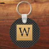 Elegant Black Gold Classy Monogram Initiaal Script Sleutelhanger (Voorkant)