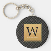 Elegant Black Gold Classy Monogram Initiaal Script Sleutelhanger (Voorkant)