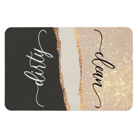 Elegant Black & Gold Clean/Dirty Dishwasmachine Magneet (Horizontaal)