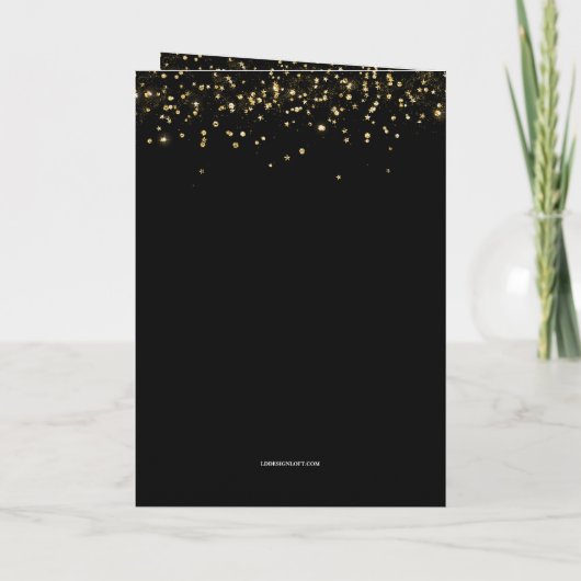 Elegant Black Gold confetti Custom 100th birthday Programma (Achterkant)