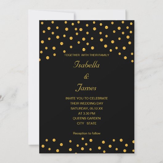 Elegant Black Gold Confetti Kaart (Voorkant)