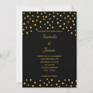 Elegant Black Gold Confetti Kaart