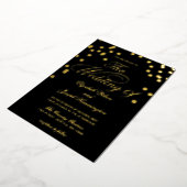 Elegant Black Gold Confetti Wedding Folie Uitnodiging (Gedraaid)