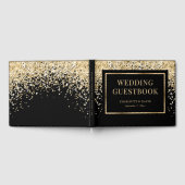 Elegant Black Gold Confetti Wedding Gastenboek (Volledig)