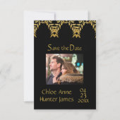 Elegant Black Gold Contemhi-foto Save The Date (Voorkant)