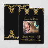 Elegant Black Gold Contemhi-foto Save The Date (Voorkant / Achterkant)