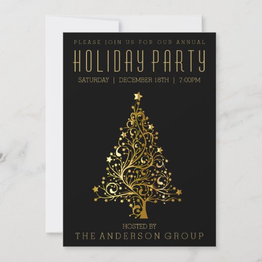Elegant Black Gold Corporate Kantoor Holiday Party (Voorkant)