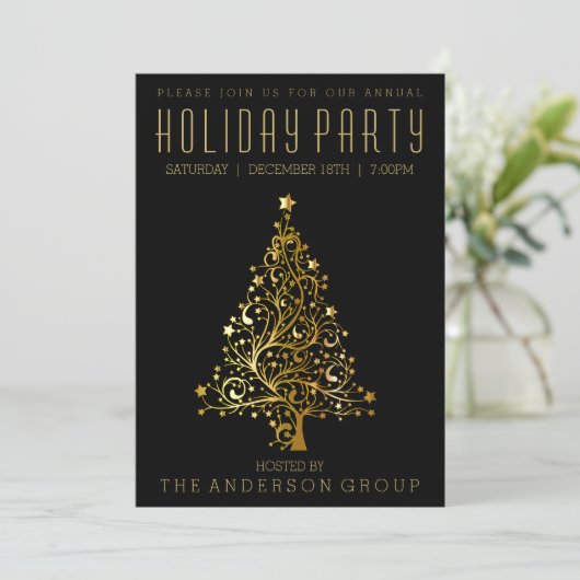 Elegant Black Gold Corporate Kantoor Holiday Party (Staand voorkant)