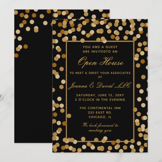 Elegant Black Gold Corporate Party Kaart (Voorkant / Achterkant)