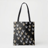 Elegant Black Gold Crane Moderne Japans Tote Bag (Voorkant)