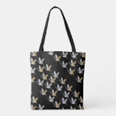 Elegant Black Gold Crane Moderne Japans Tote Bag (Achterkant)