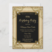 Elegant Black Gold Cream Foto van Birthday Party Kaart (Voorkant)