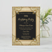 Elegant Black Gold Cream Foto van Birthday Party Kaart (Staand voorkant)