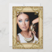 Elegant Black Gold Cream Foto van Birthday Party Kaart (Achterkant)