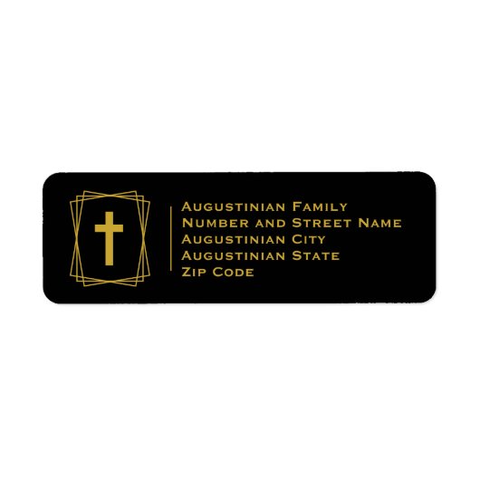 Elegant Black Gold Cross - Christelijk retouradres Etiket (Voorkant)