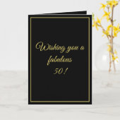 Elegant Black & Gold Custom Brother 50th Birthday Kaart (Gele Bloem)