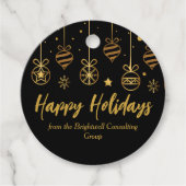 Elegant Black Gold Custom Business Holidparty Bedankjes Labels (Voorkant)