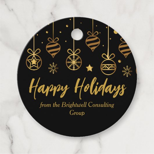 Elegant Black Gold Custom Business Holidparty Bedankjes Labels (Voorkant)