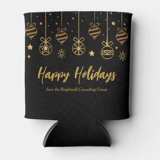 Elegant Black Gold Custom Business Holidparty Blikjeskoeler (Voorkant)