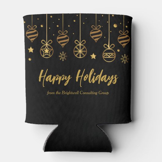 Elegant Black Gold Custom Business Holidparty Blikjeskoeler (Achterkant)