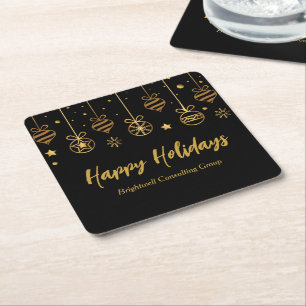Elegant Black Gold Custom Business Holidparty Kartonnen Onderzetters