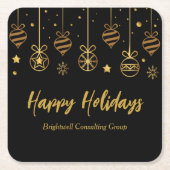 Elegant Black Gold Custom Business Holidparty Kartonnen Onderzetters (Voorkant)