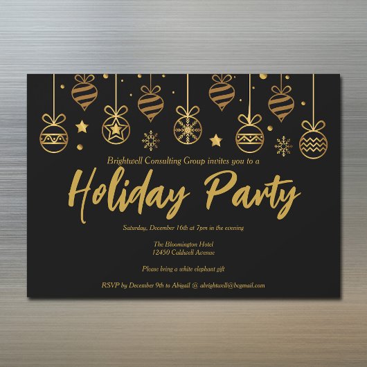 Elegant Black Gold Custom Business Holidparty Magnetische Uitnodiging