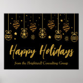 Elegant Black Gold Custom Business Holidparty Poster (Voorkant)
