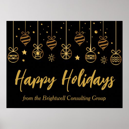 Elegant Black Gold Custom Business Holidparty Poster (Voorkant)