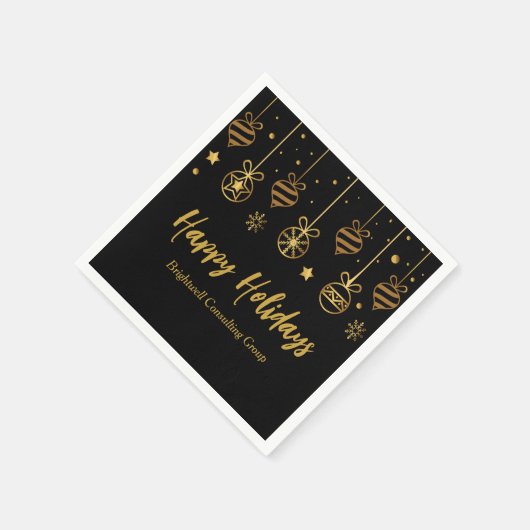 Elegant Black Gold Custom Business Holidparty Servet (Hoek)