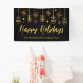 Elegant Black Gold Custom Business Holidparty Spandoek (Insitu)